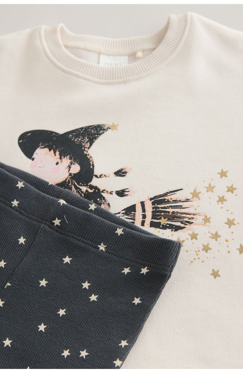 NEXT Kids' Witch Halloween Graphic Sweatshirt & Flare Leggings Set, Alternate, color, Light Pink