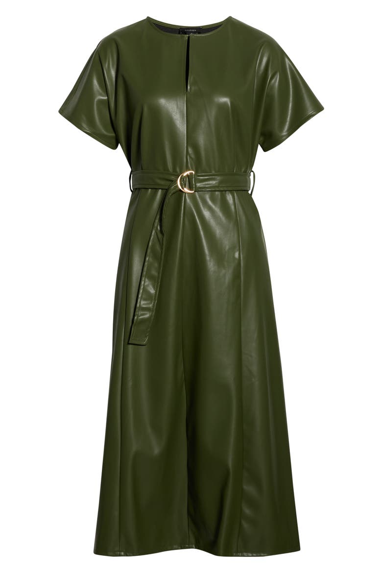 Faux Leather Midi Dress, Alternate, color, SPRUCE