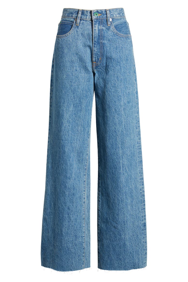 Grace High Waist Raw Hem Organic Cotton Wide Leg Jeans, Alternate, color, HEARTACHE