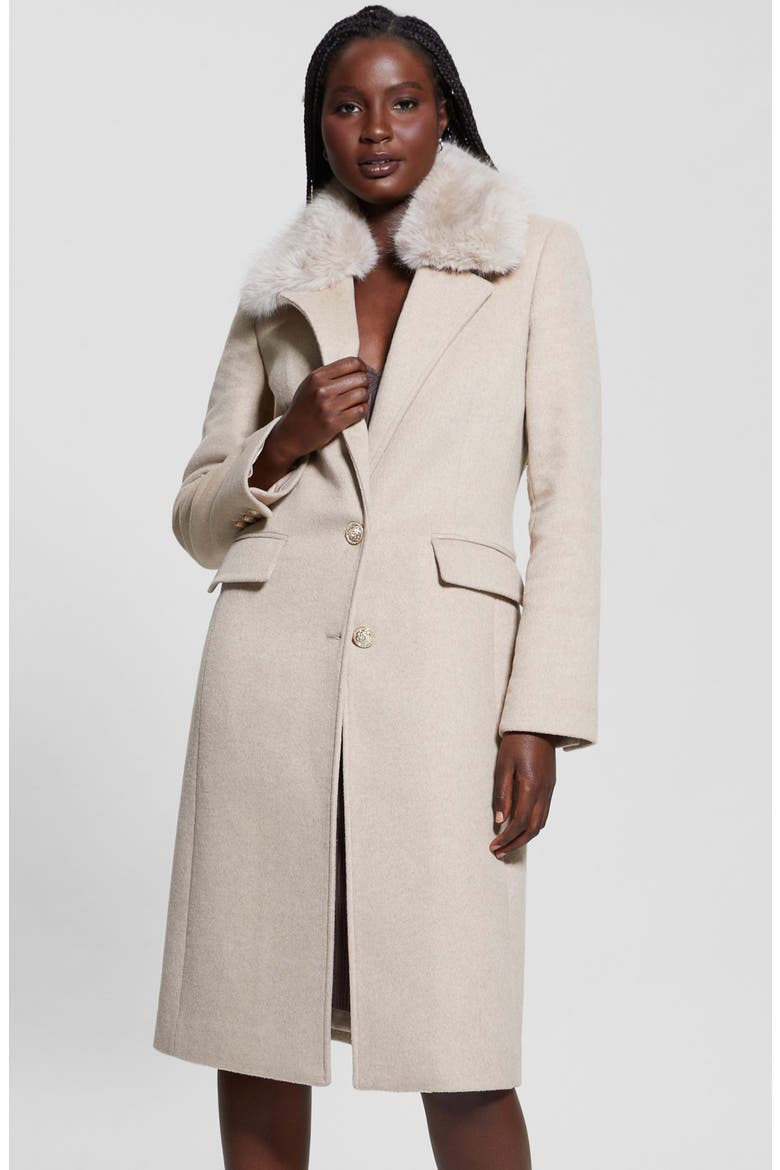 Nancy Coat with Removable Faux Fur Collar, Alternate, color, CEMENTO MULTI
