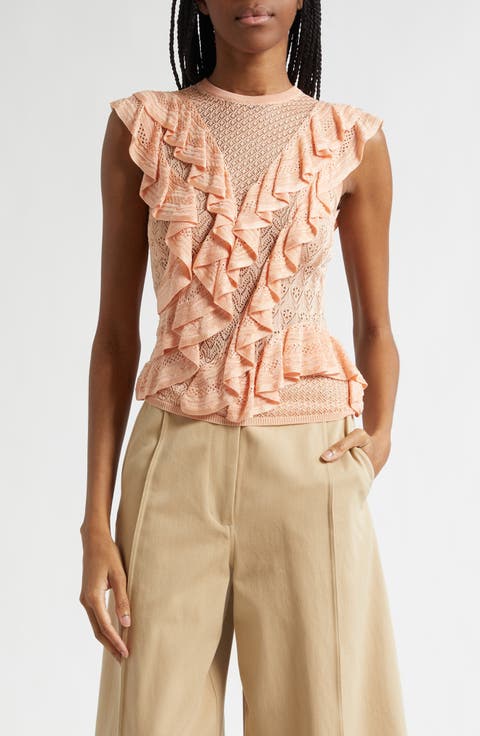 Angelica Ruffle Detail Sleeveless Sweater