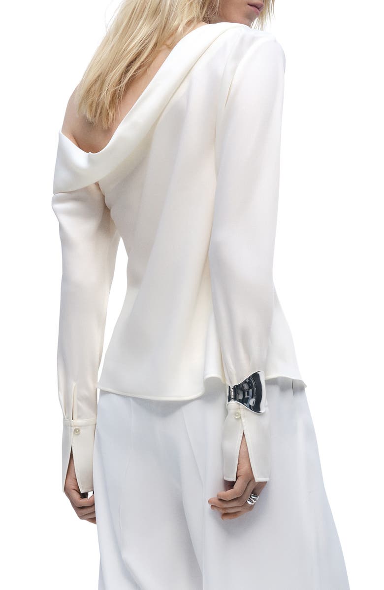 MANGO Drape One-Shoulder Satin Top, Alternate, color, 