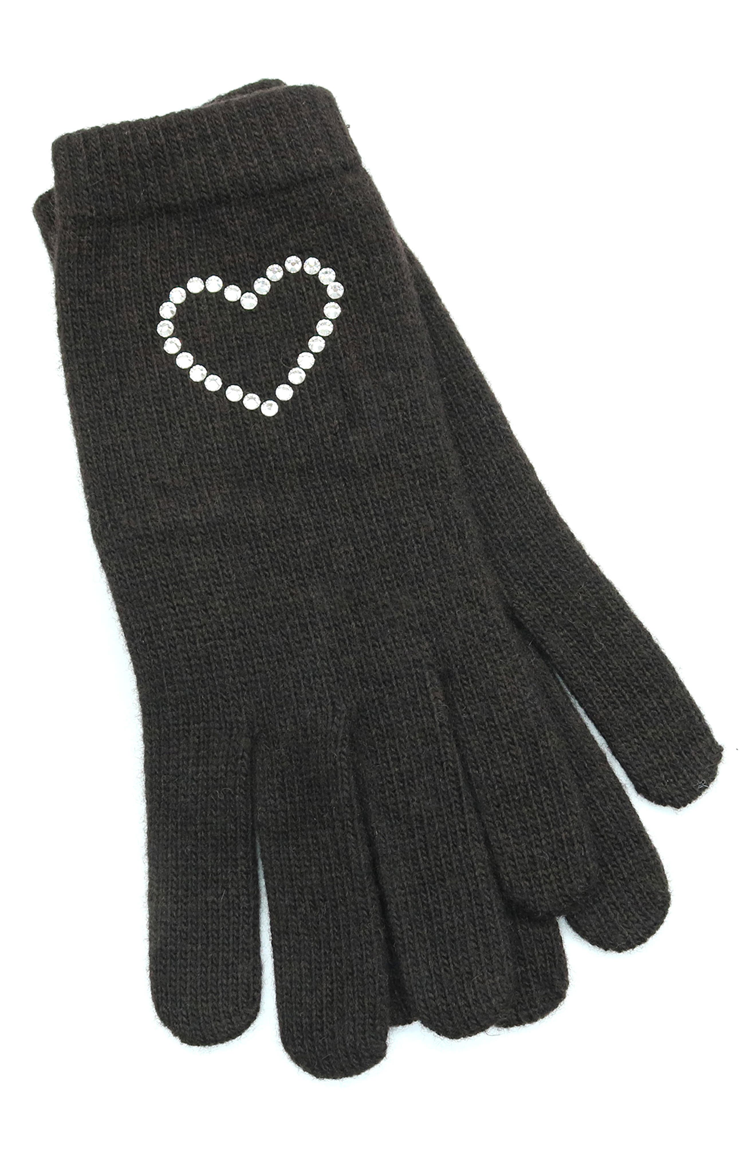 Portolano Crystal Embellished Heart Gloves