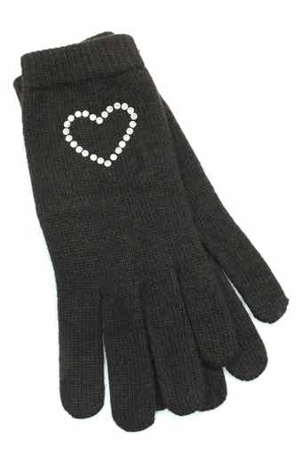 Portolano Crystal Embellished Heart Gloves