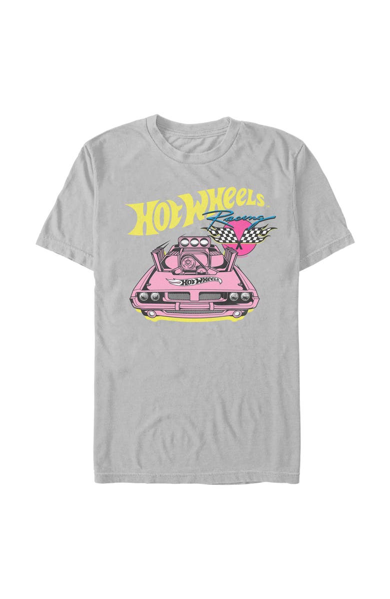 Hot Wheels Men's Hot Wheels Rodger Dodger Retro Racing Flags  Graphic T-Shirt, Main, color, Ice Grey