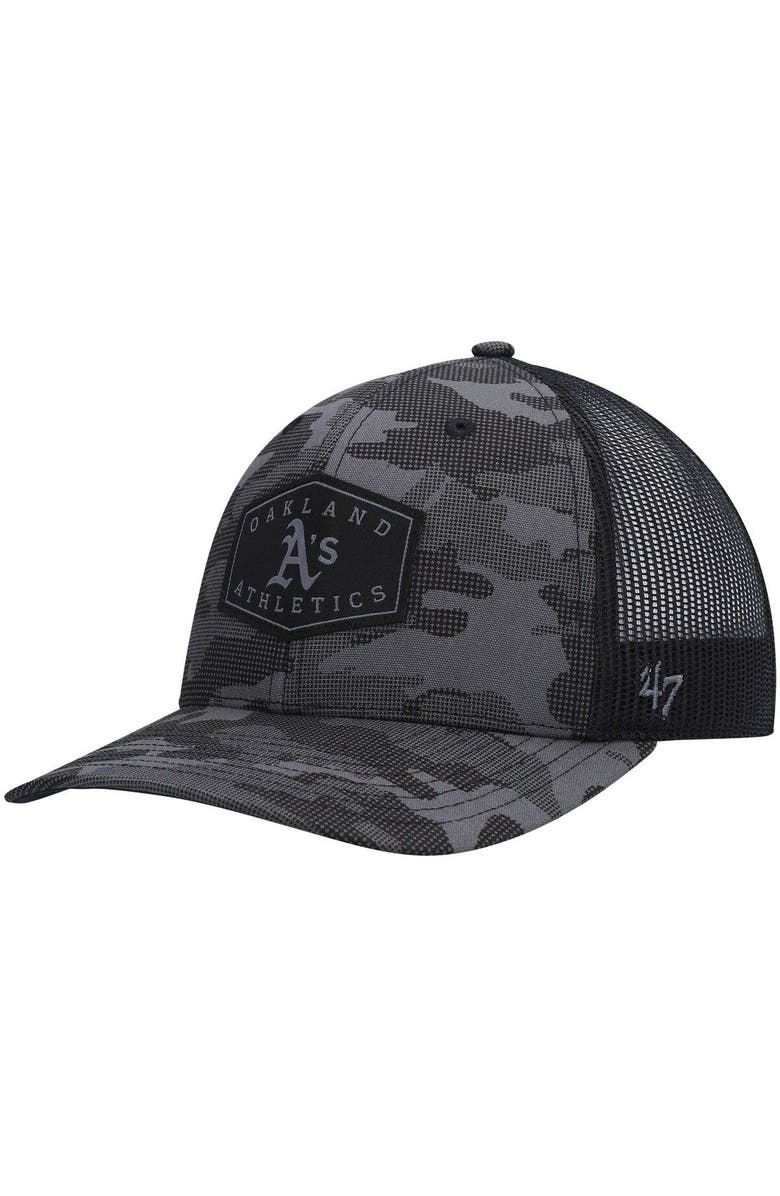 '47 Men's '47 Charcoal Oakland Athletics Tonal Camo Convoy Trucker Snapback Hat, Main, color, Charcoal