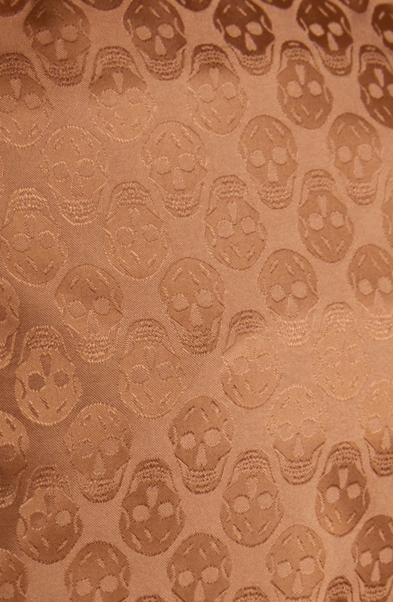 McQueen Skull Jacquard Satin Shorts, Alternate, color, Camel
