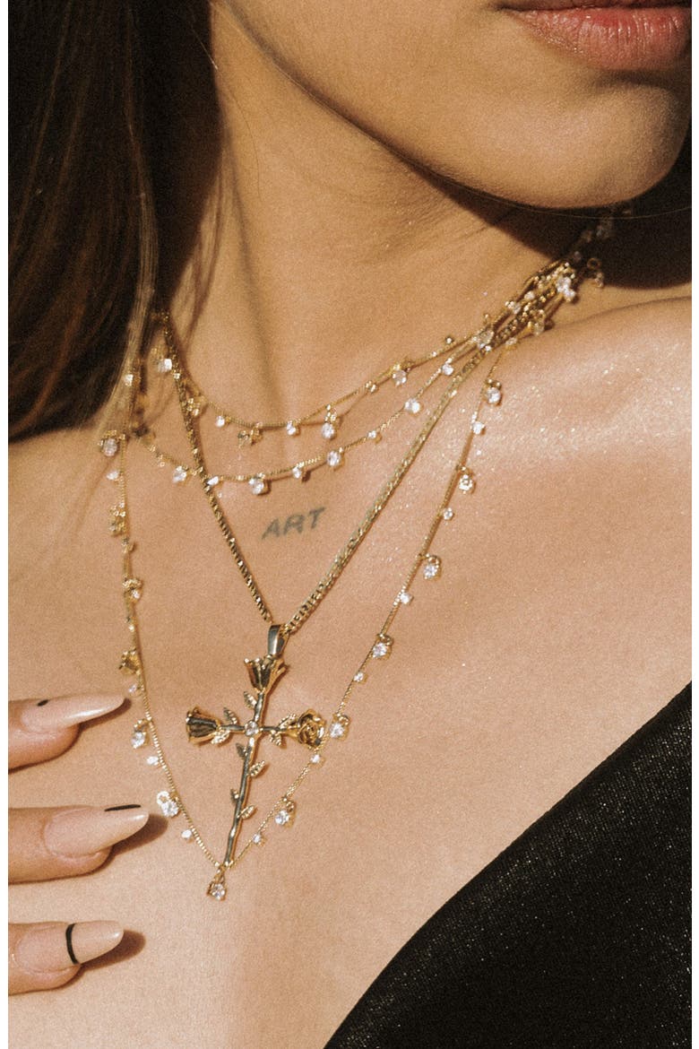Rosa Sacra Pendant Necklace, Alternate, color, GOLD