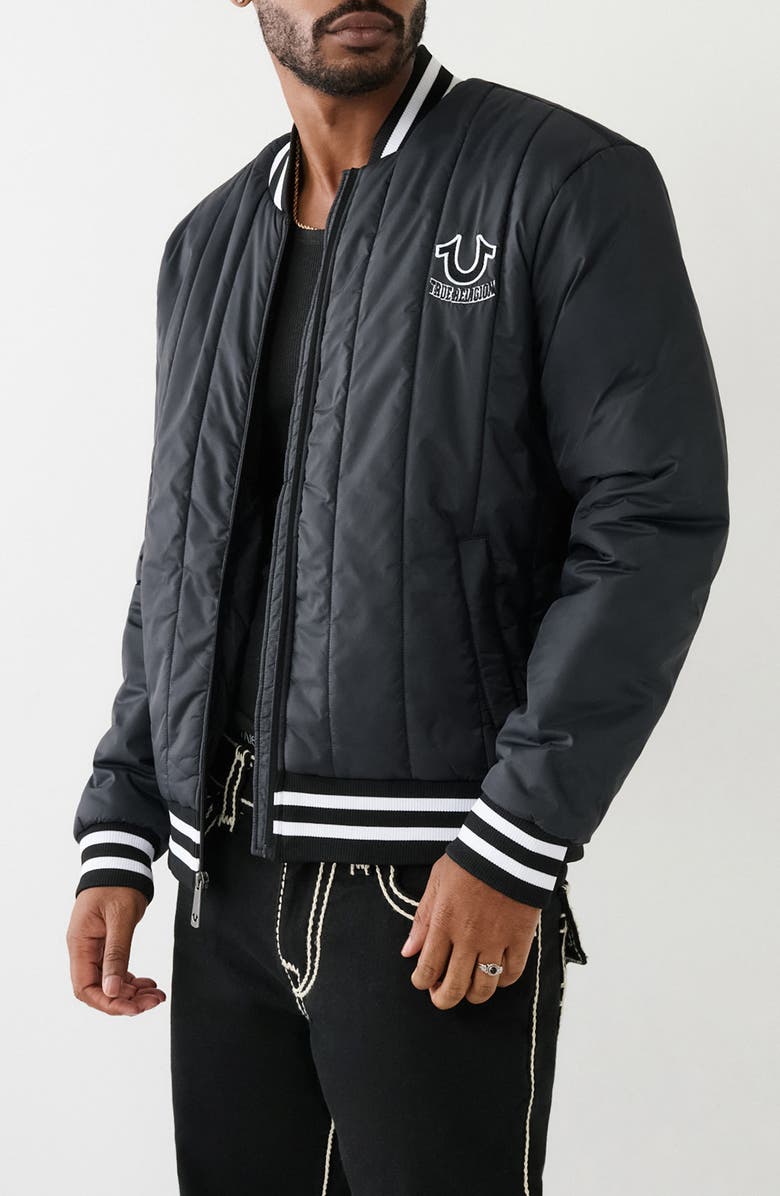 True Religion Vertical Quilt Bomber Jacket, Alternate, color, 