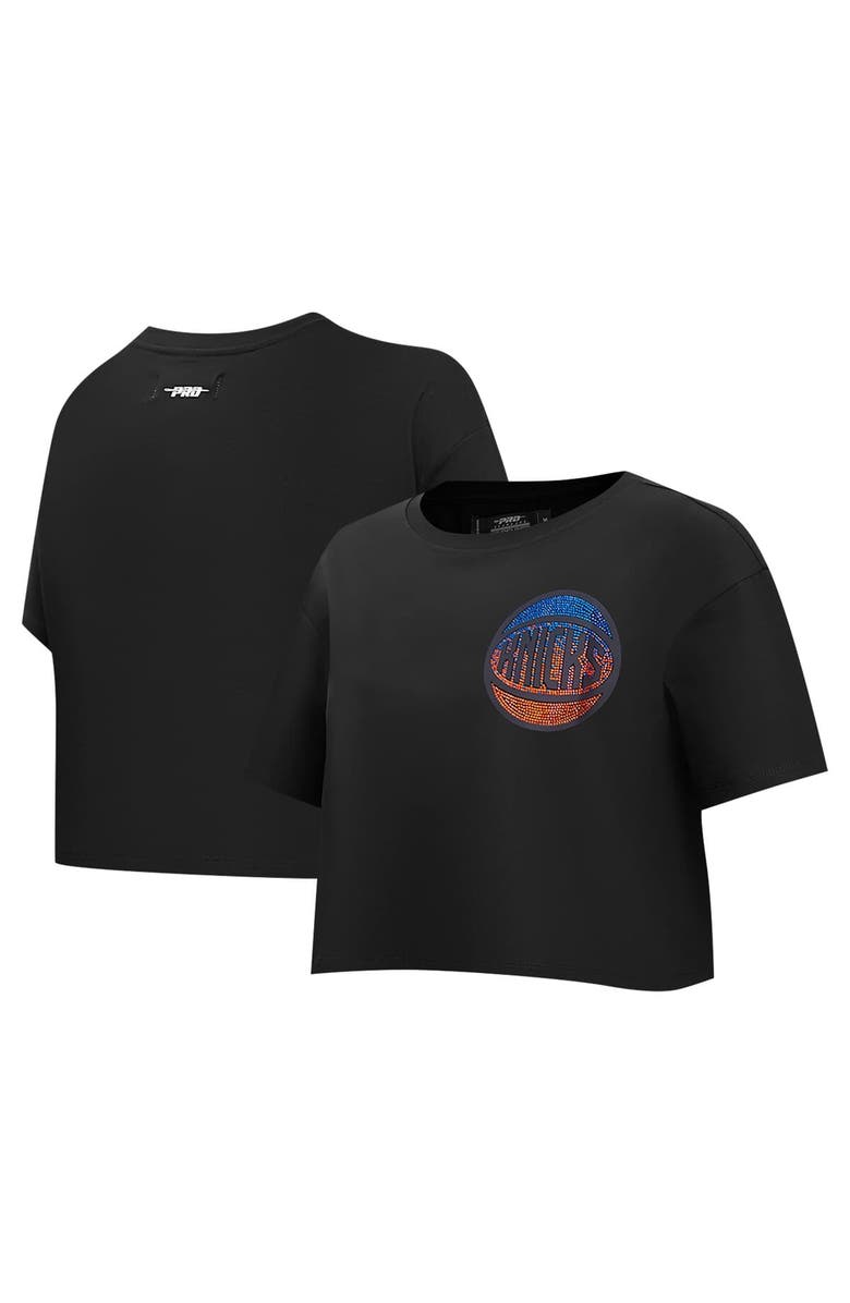 PRO STANDARD Women's Pro Standard Black New York Knicks Jewels Boxy Cropped T-Shirt, Alternate, color, 