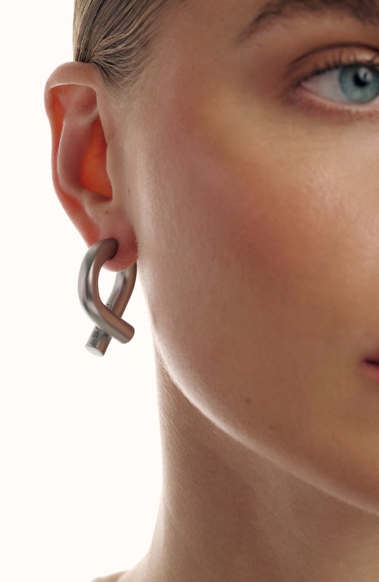 Reiss Taylor Tubular Metal Twist Front/Back Earrings, Alternate, color, Silver Tone