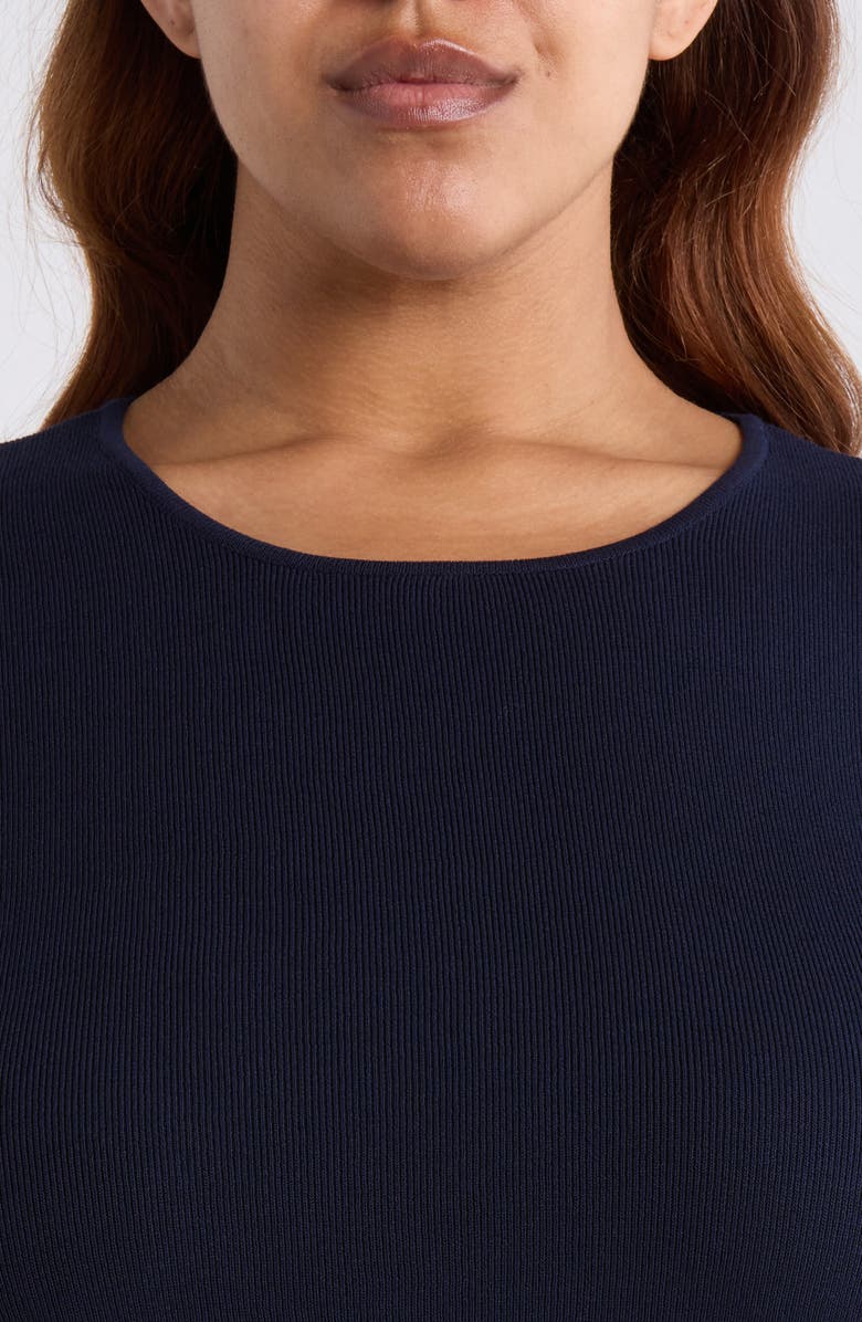 Tahari ASL Rib Top, Alternate, color, Navy