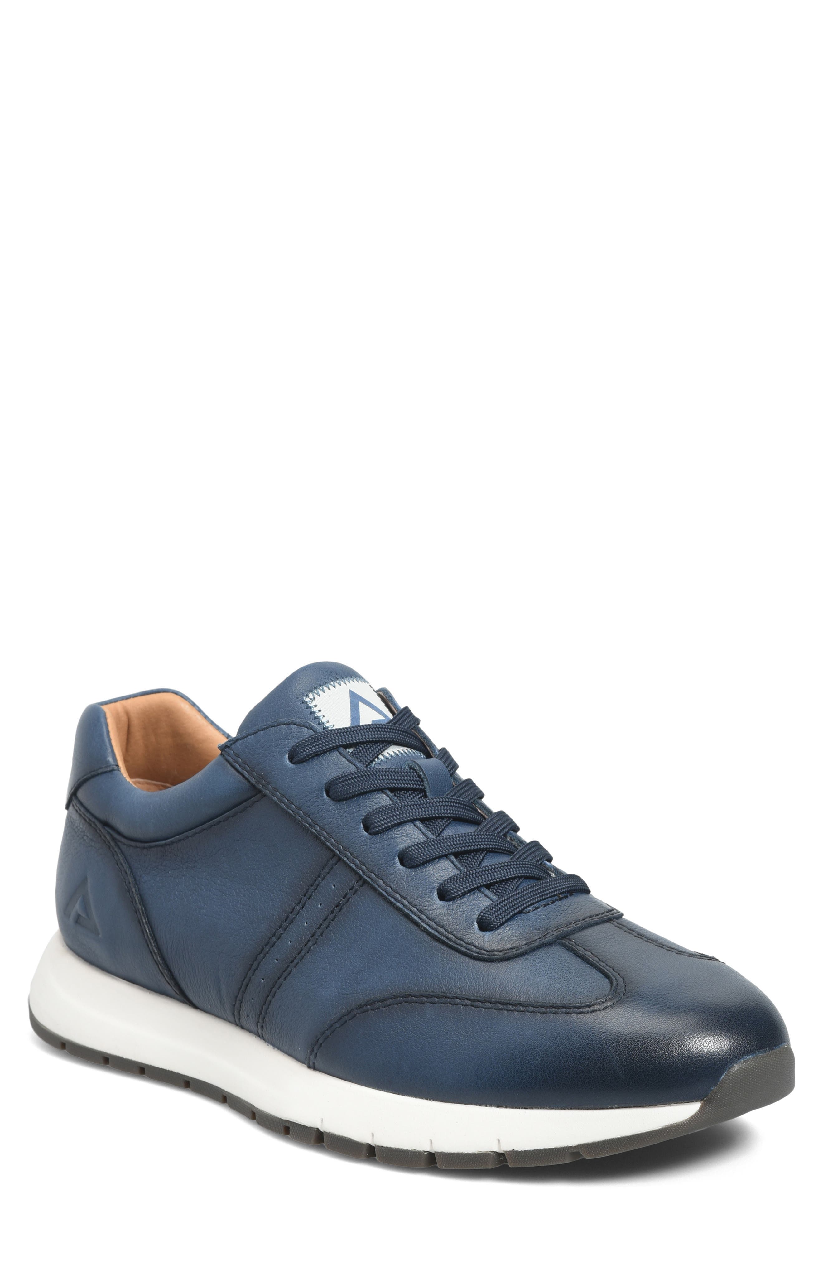 Hudson Faux Leather Sneaker, Main, color, NAVY