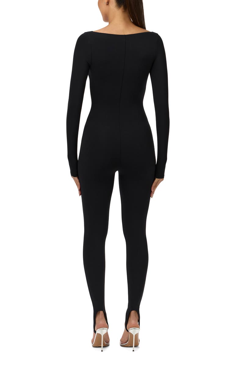 Naked Wardrobe Naked Scoop Neck Long Sleeve Jumpsuit, Alternate, color, Black