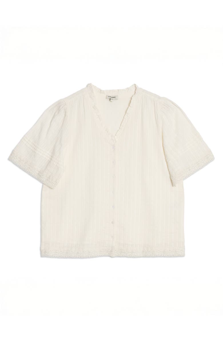 Albaray Pintuck Sleeve Button Through Top, Alternate, color, Cream