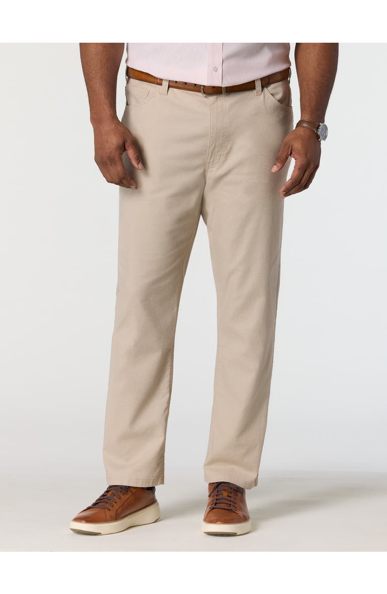 Oak Hill by DXL Big & Tall 5-Pocket Linen-Blend Tech Pants, Main, color, Light Tan