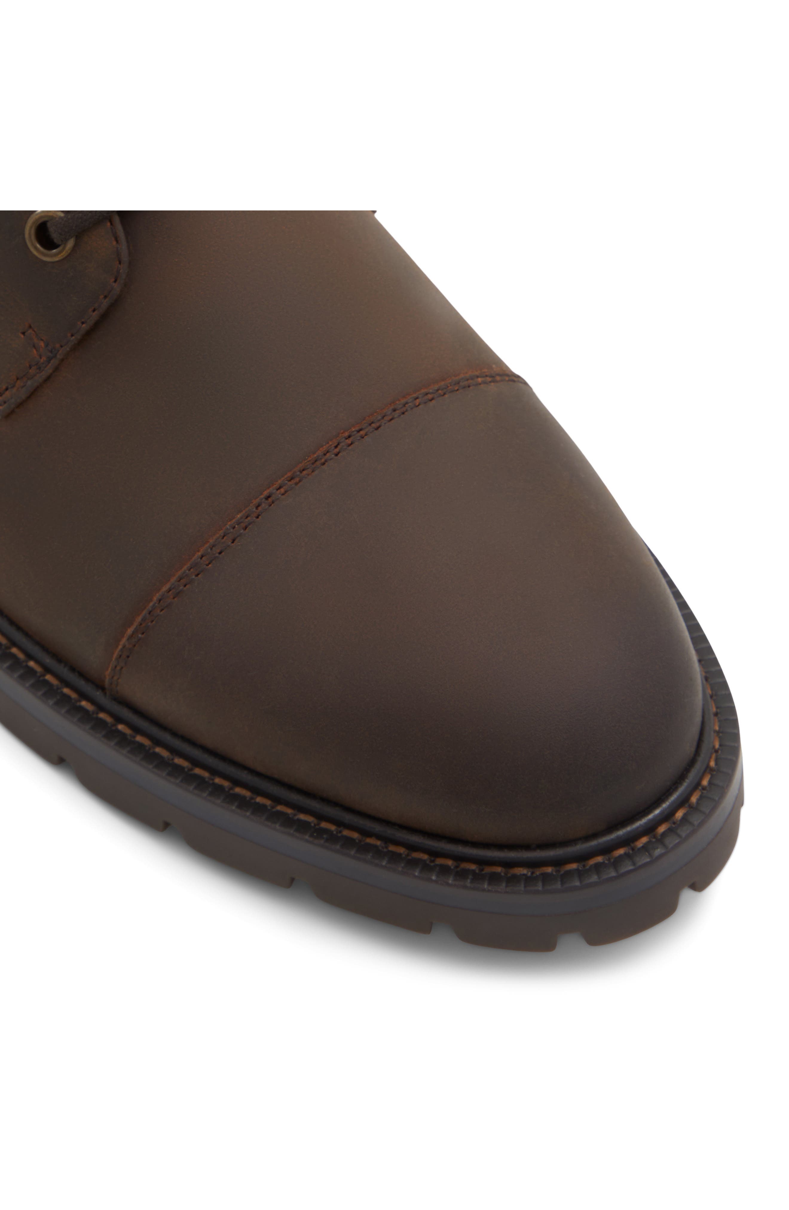 ALDO Darionn Waterproof Lace-Up Cap Toe Boot, Alternate, color, Brown Overflow