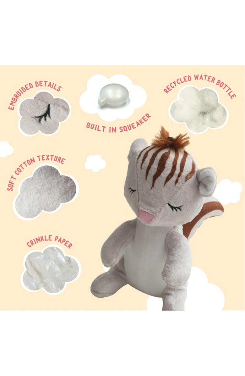 SnugArooz Shea the Squirrel, White and Brown Plush Dog Toy, Squeaks & Crinkles, Alternate, color, Multicolored