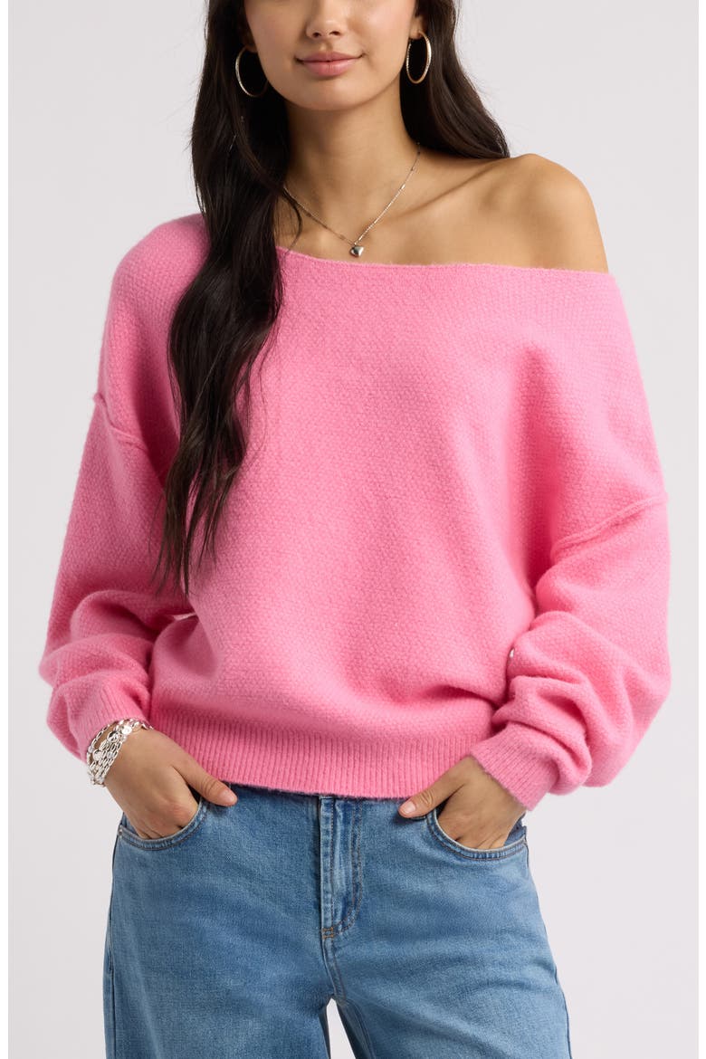 Off the Shoulder Sweater, Main, color, PINK AURORA