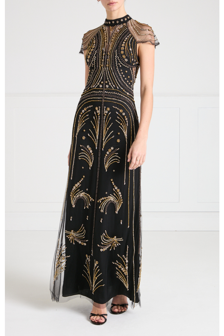 Serayha Gown, Main, color, Black/Gold
