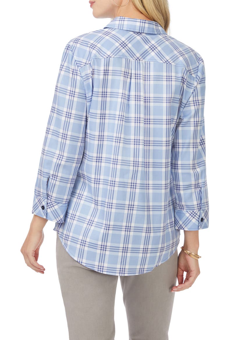 Hampton Plaid Non-Iron Button-Up Shirt, Alternate, color, BALTIC BLUE