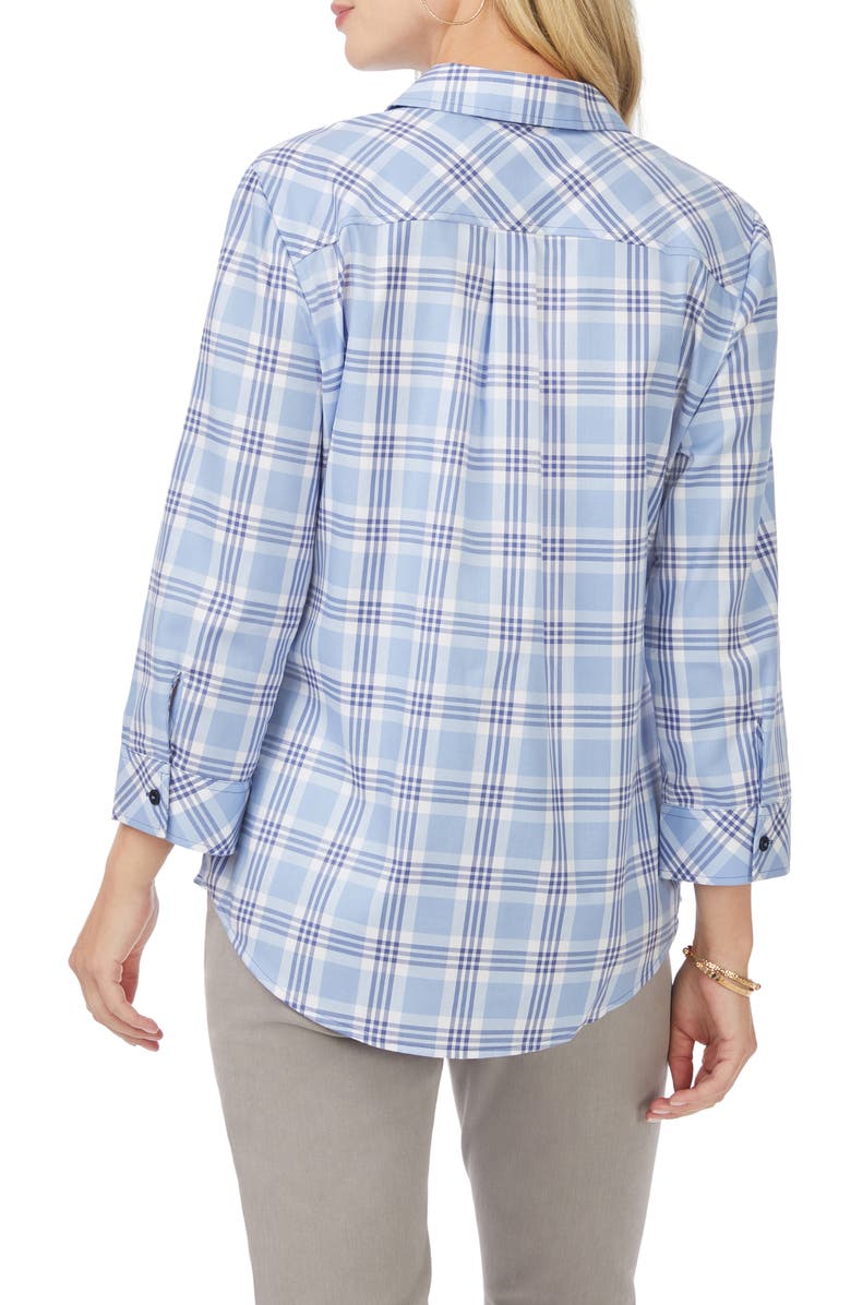 Foxcroft Hampton Plaid Non-Iron Button-Up Shirt, Alternate, color, Baltic Blue