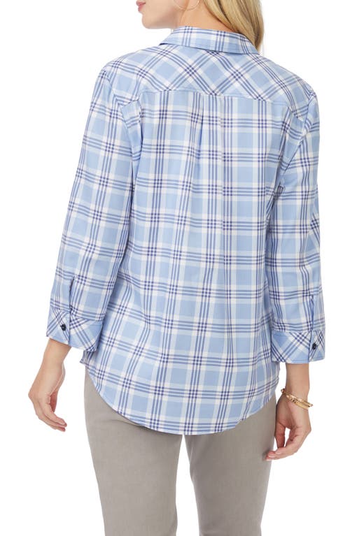 Foxcroft Hampton Plaid Non-iron Button-up Shirt In Baltic Blue
