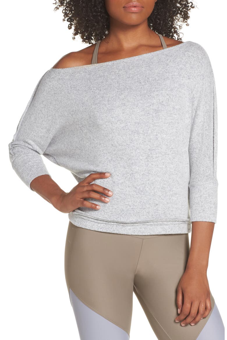 One Shoulder Top, Main, color, HEATHER GREY