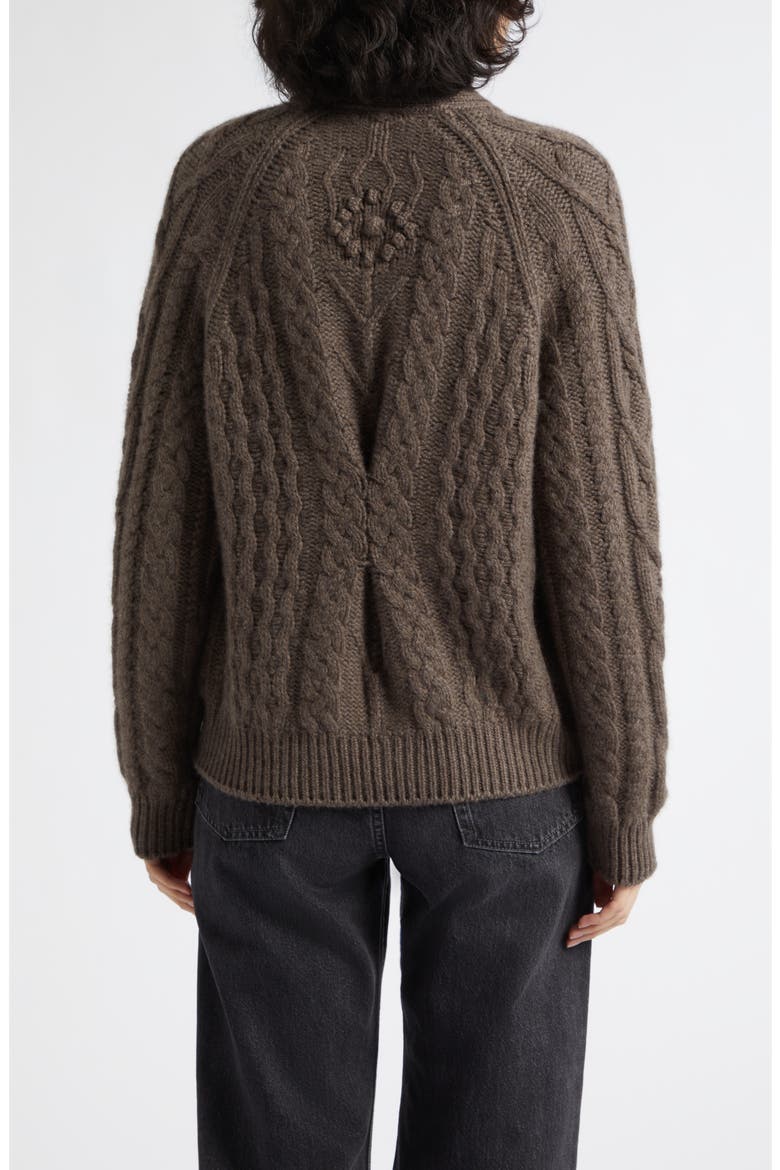 Mabel Cable Stitch Cashmere V-Neck Cardigan, Alternate, color, VOLE