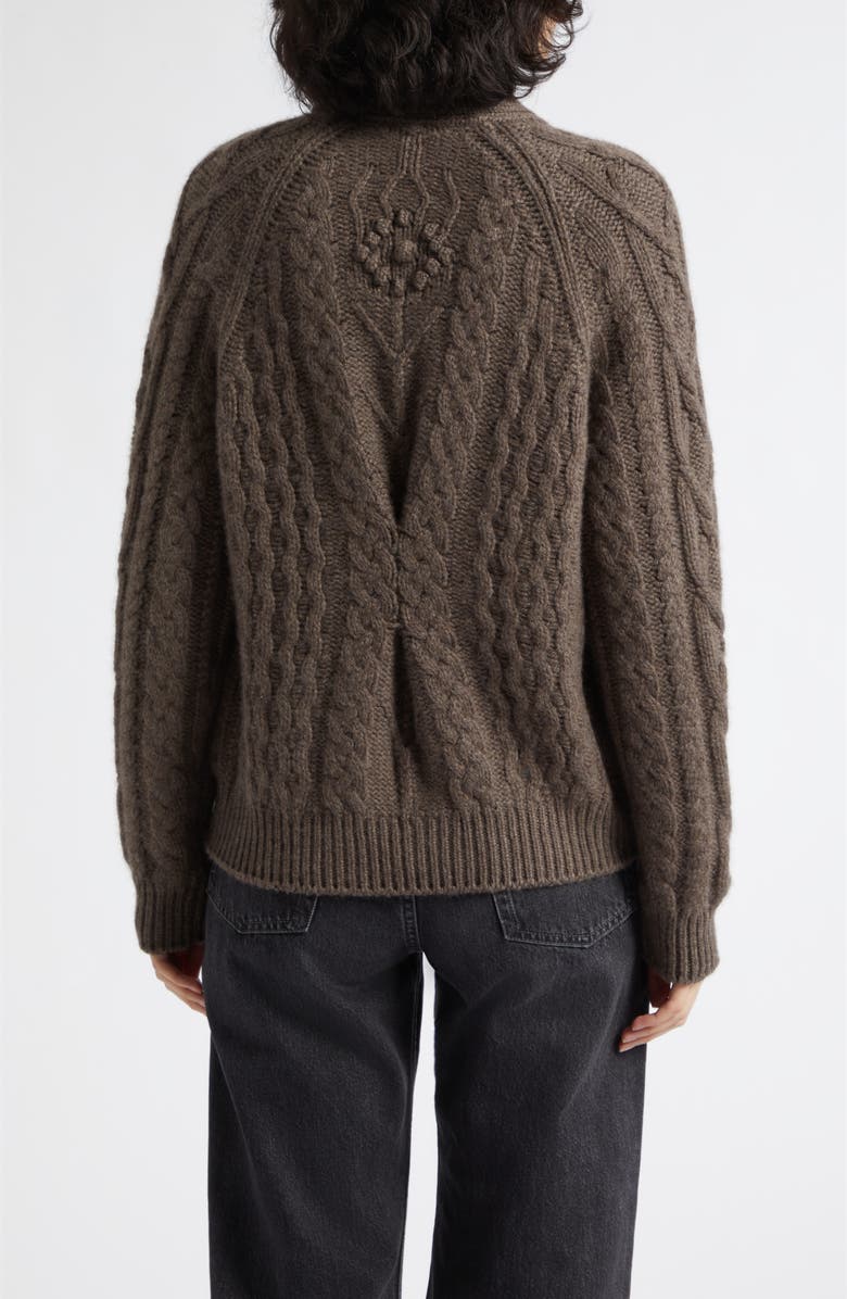 Johnstons of Elgin Mabel Cable Stitch Cashmere V-Neck Cardigan, Alternate, color, Vole