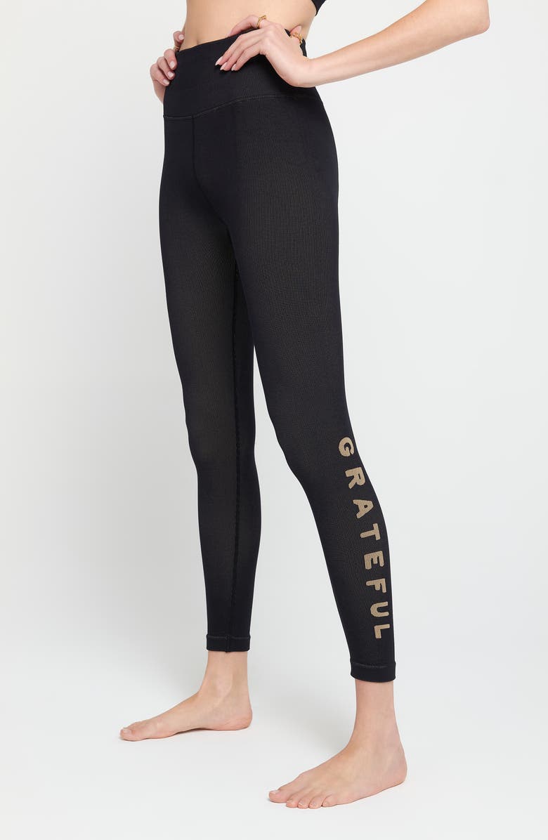 Spiritual Gangster Icon Seamless Jacquard Leggings, Alternate, color, Black