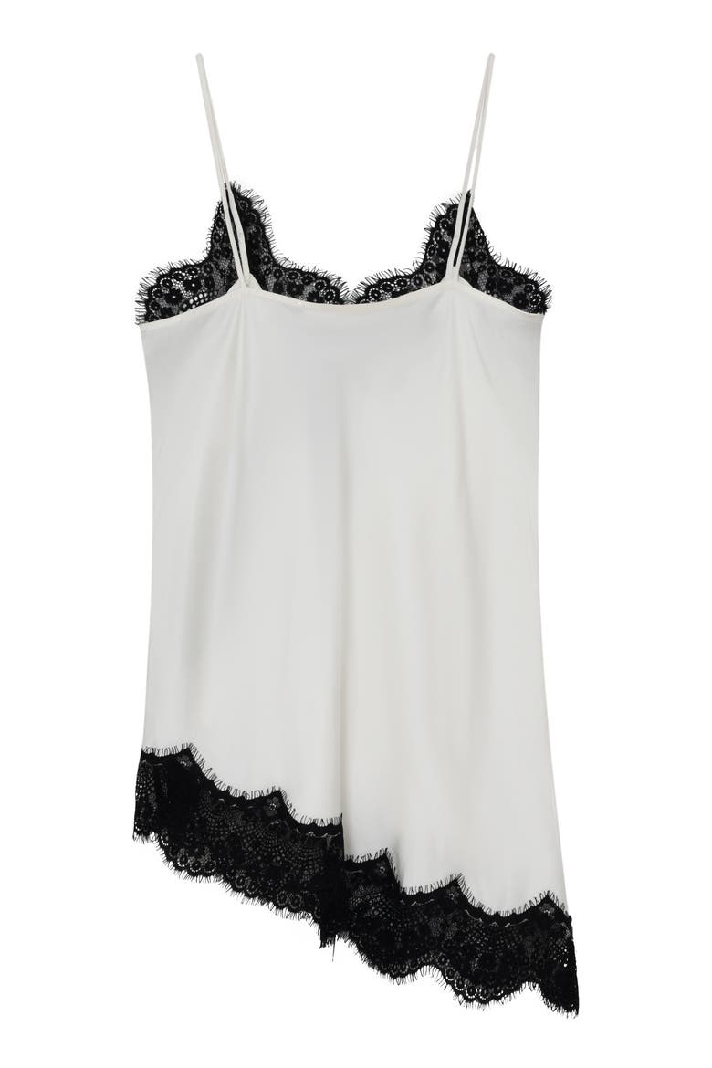 Muta Asymmetric Lace Trim Slip Top, Alternate, color, Jet Stream