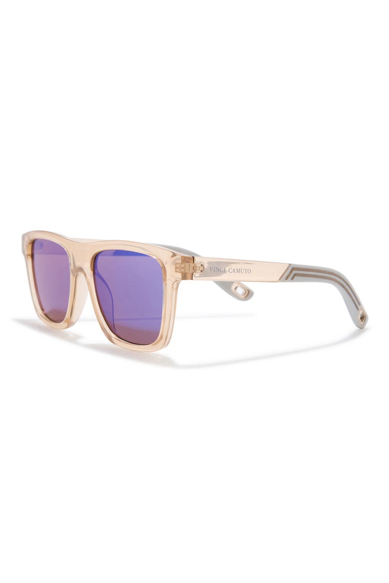 52mm Mirrored Square Sunglasses, Alternate, color, BROWN