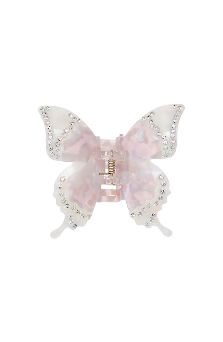 BY ADINA EDEN Rhinestone Butterfly Hair Claw Clip, Main, color, Pearl White