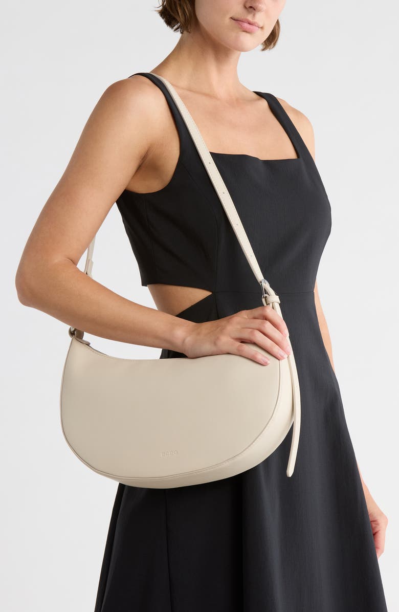 BCBG Chain Detail Crescent Hobo Bag, Alternate, color, Stone