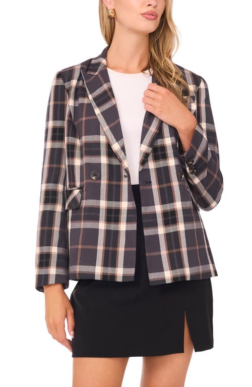 1.state Plaid Double Breasted Blazer In Black