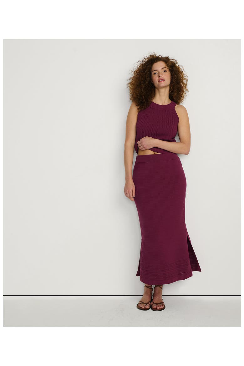 Gassed Cotton Pointelle Halter Top Sweater Set Top, Alternate, color, Burgundy Spritz