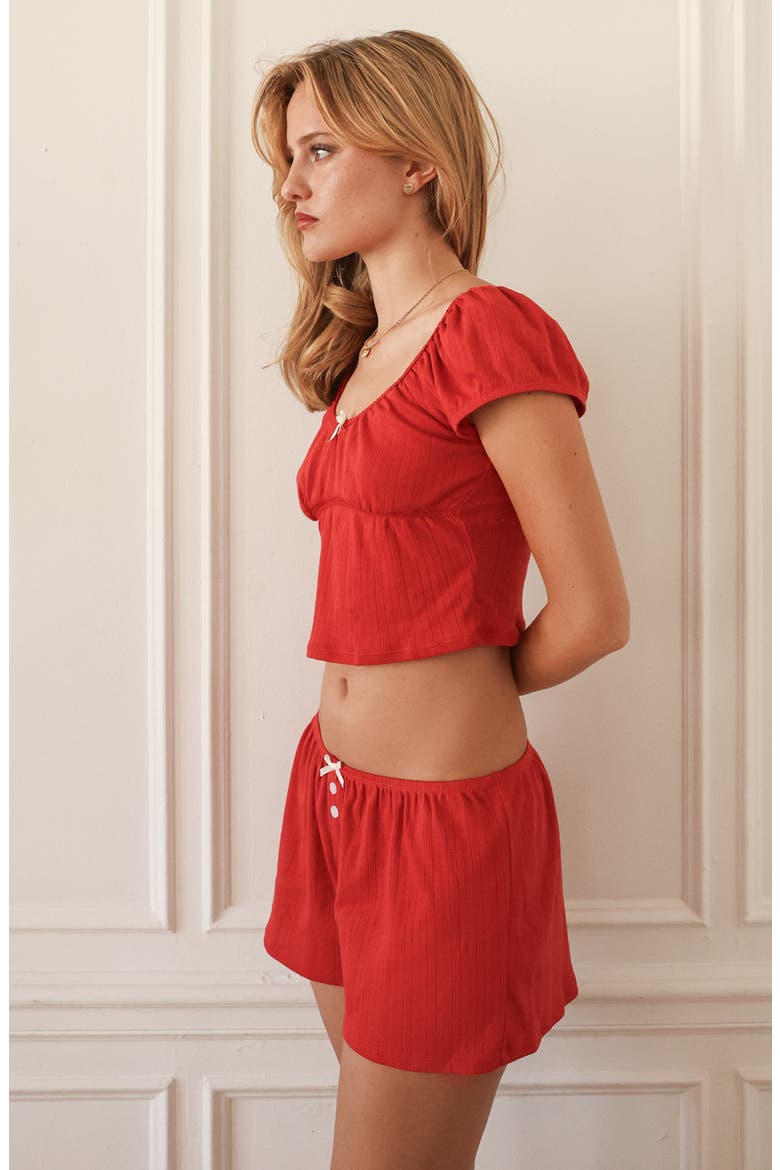 Cozy Cabin Shorts, Alternate, color, Molten Lava