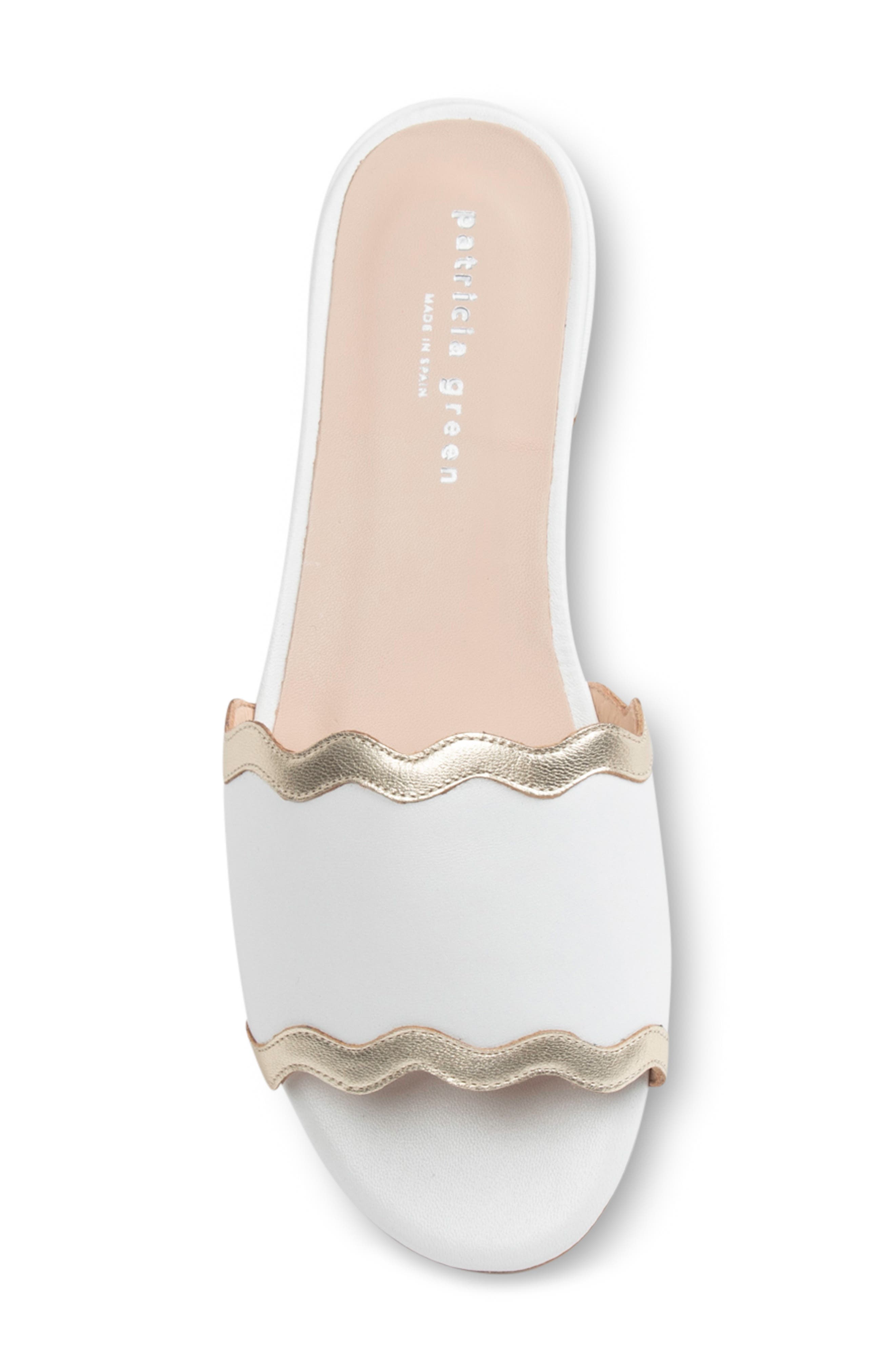 Emma Raffia Slide Sandal, Alternate, color, WHITE/ GOLD LEATHER