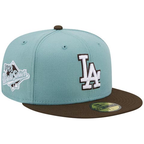 Men's New Era Light Blue/Brown Los Angeles Dodgers  1988 World Series Beach Kiss 59FIFTY Fitted Hat