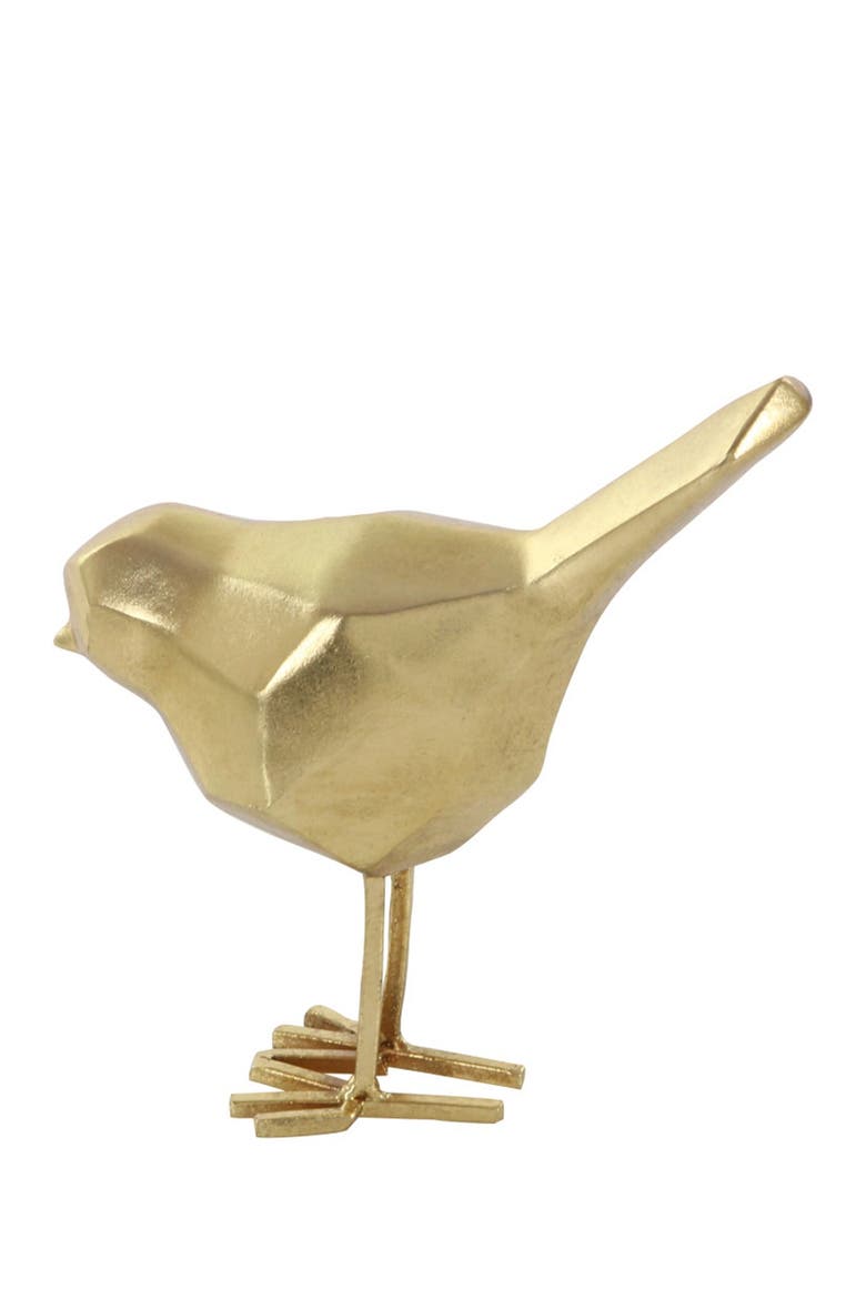 Goldtone Polystone Bird Sculpture, Alternate, color, GOLD