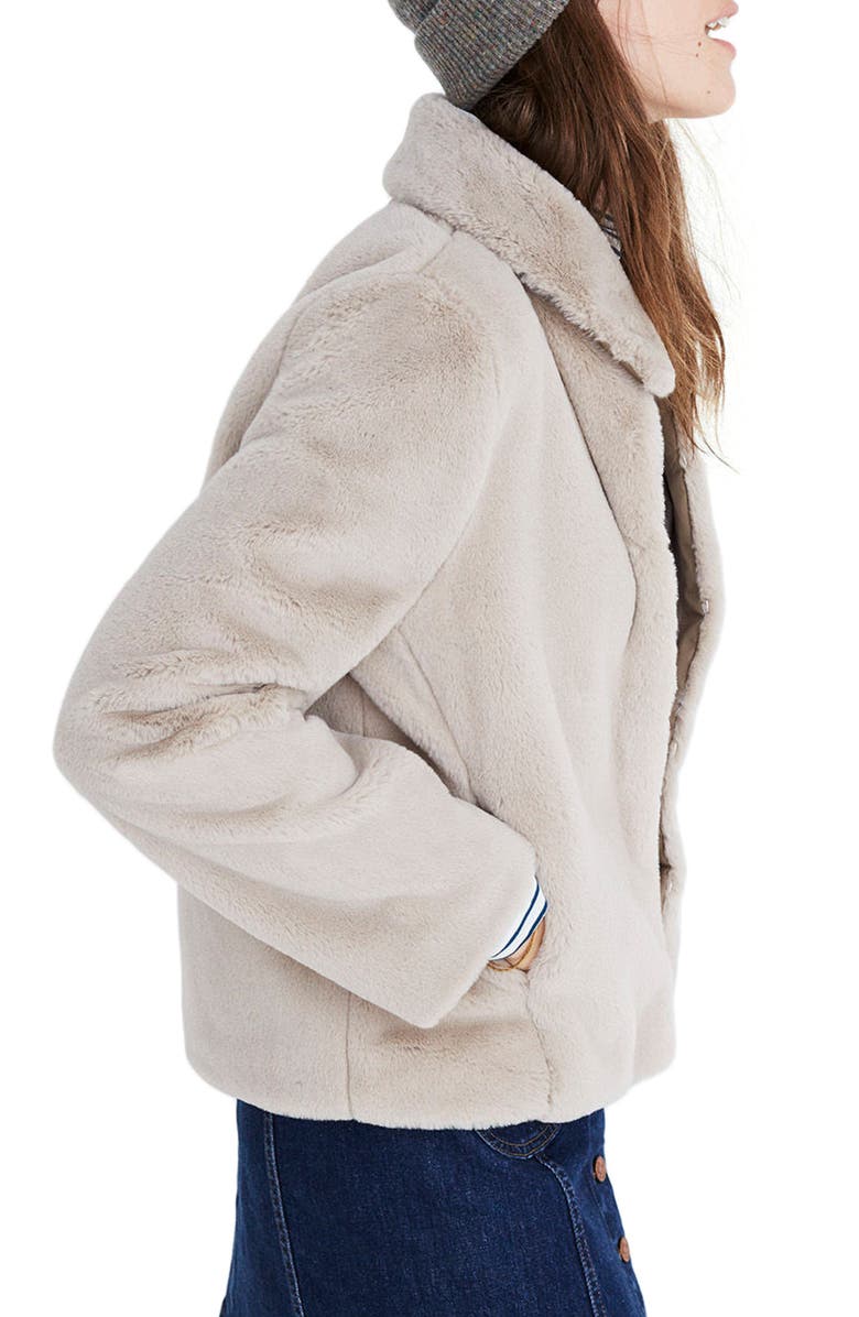 Madewell Shrunken Faux Fur Jacket, Alternate, color, 