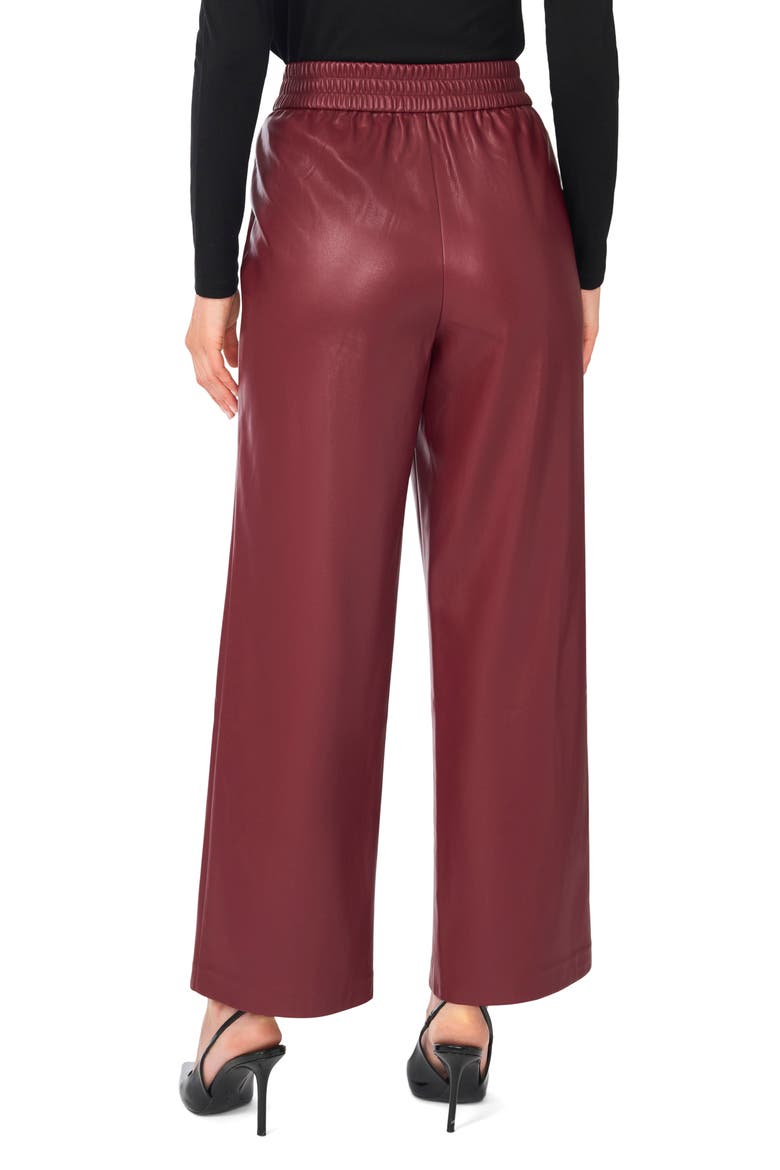 Faux Leather Wide Leg Pants, Alternate, color, TAWNY PORT