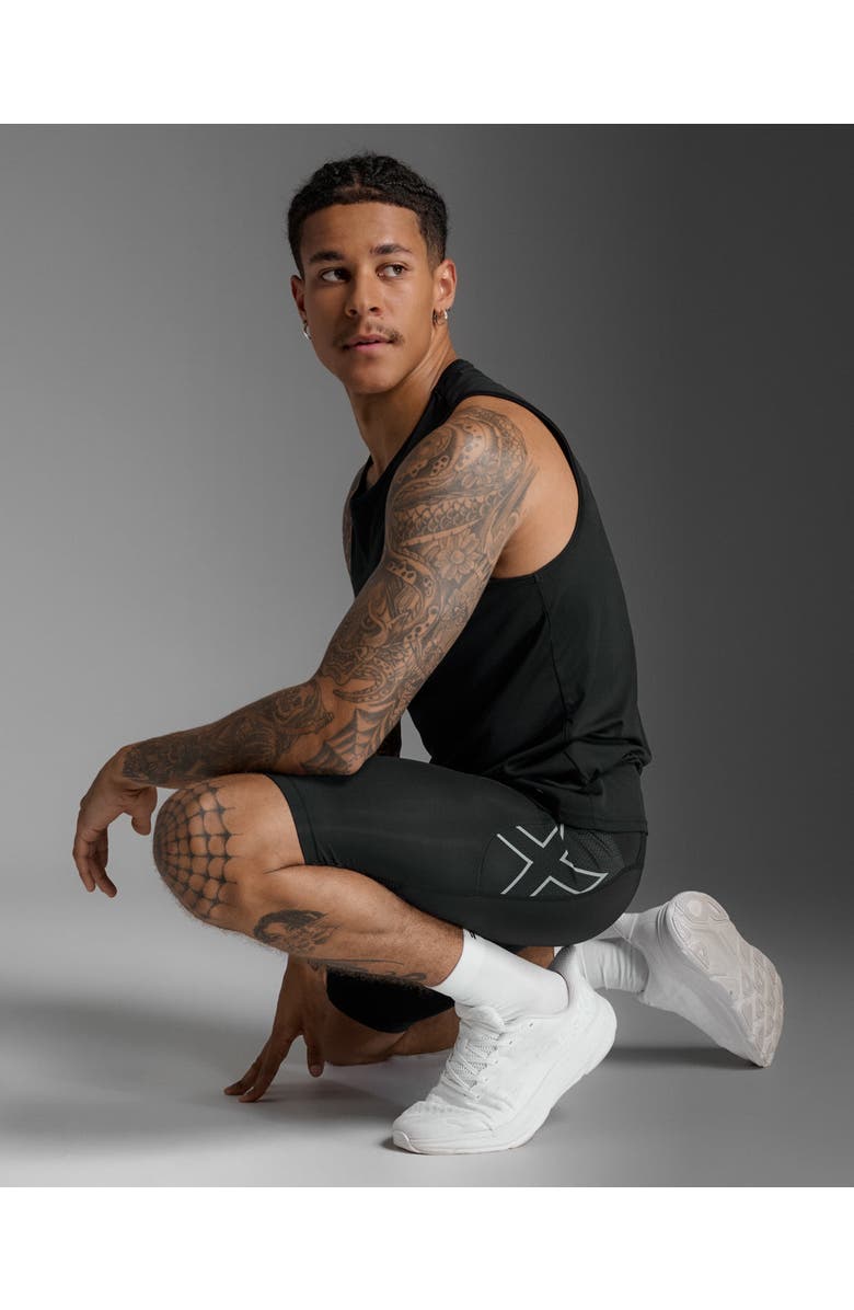 2XU Aero Mesh Compression Shorts, Alternate, color, Black/Silver Reflective