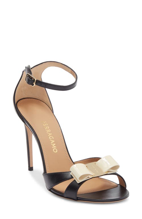 Ferragamo Roxy Vara Bow Ankle Strap Sandal In Black