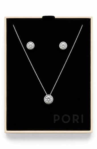 Cubic Zirconia Pendant Necklace & Stud Earrings Set