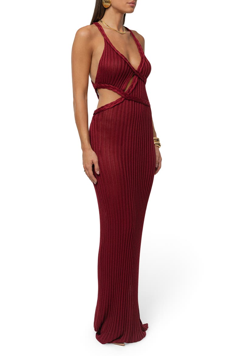 Drift & Dream Open Back Body-Con Maxi Sundress, Alternate, color, RED