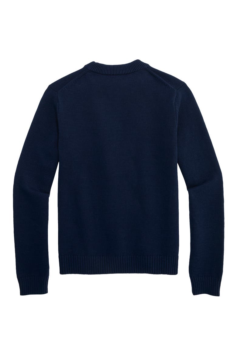 Kids' American Flag Cotton Crewneck Sweater, Alternate, color, NAUTICAL NAVY