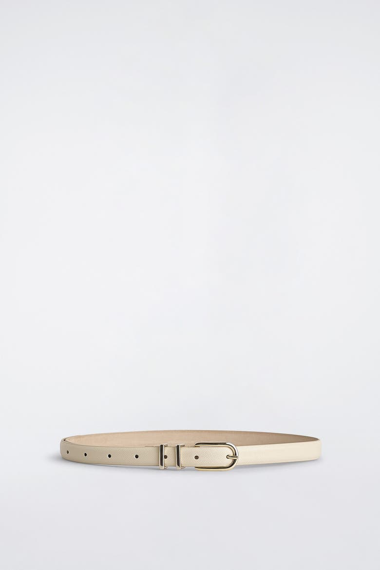 Saffiano Leather Belt, Alternate, color, CREAM
