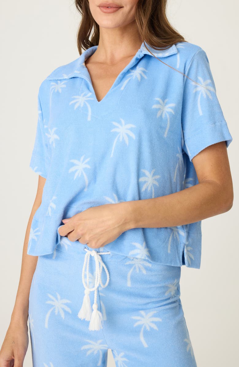 PJ Salvage Cabana Paradise Palm Print Terry Cloth Pajama Top, Main, color, 